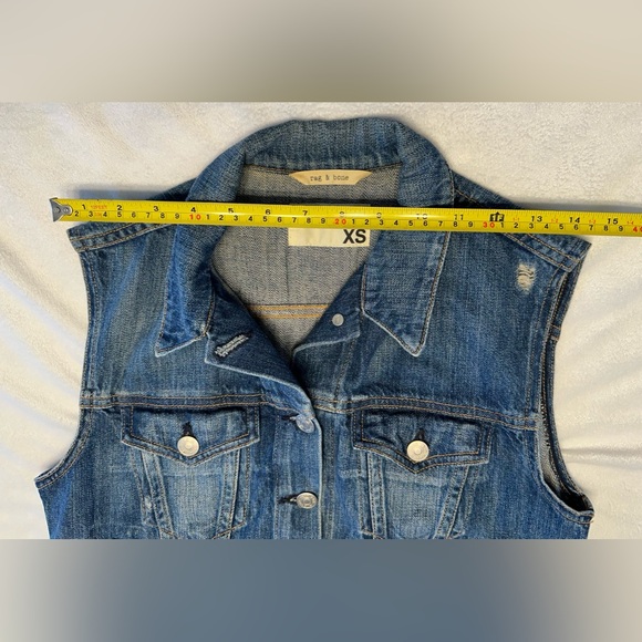 Rag & Bone Denim Vest Womens XSmall Blue Distressed Jean - Picture 6 of 7